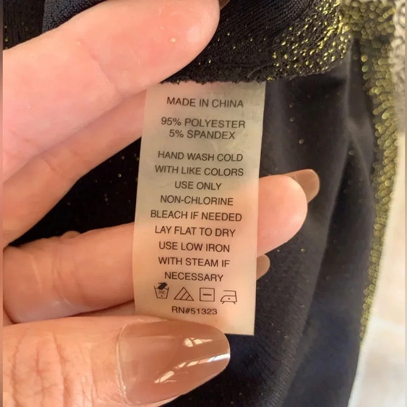 CHAUS WOMENS SCOOP NECK 3/4 LENGTH SLEEVE BLACK & GOLD‎ SPARKLY TUNIC SIZE SMALL - Picture 4 of 9